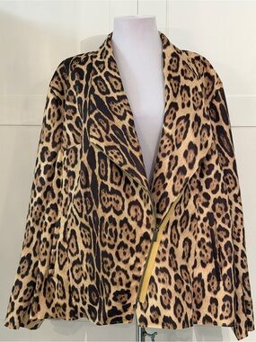 Philosophy Leopard Print Moto Jacket - Tan/Black 2X NWT